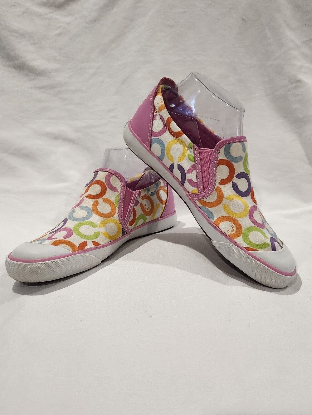 Coach Beale Signature C Pink Multi-Color Print Slip-On Sneakers Size 8